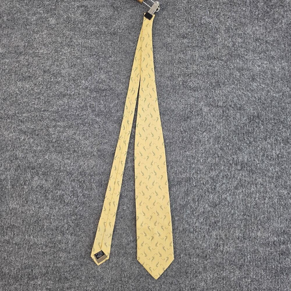 Giorgio Armani Tie Mens Yellow Silk Geometric Business Office Work Luxury Italy